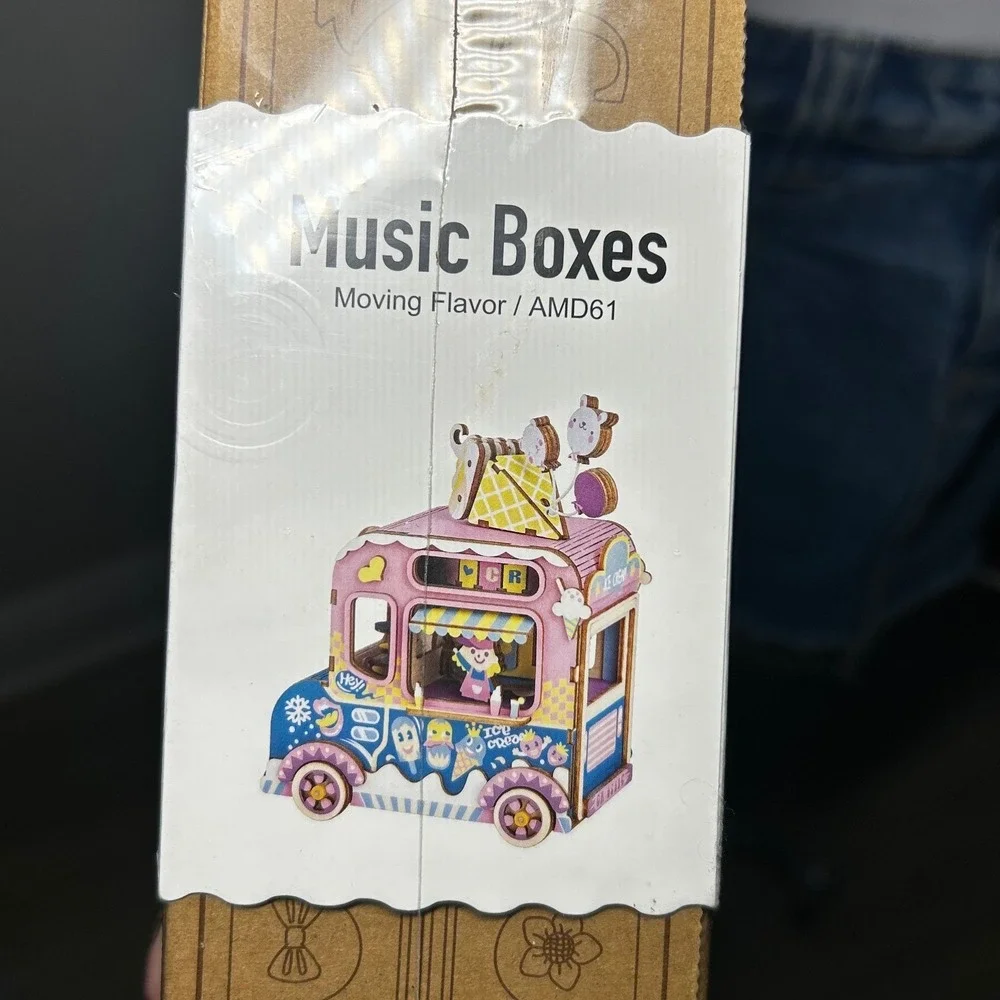 NEW Robotime Music Box DIY Kit Pink Ice Cream Truck Moving Flavor AMD61
